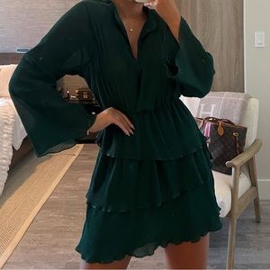Zara green pleated dress